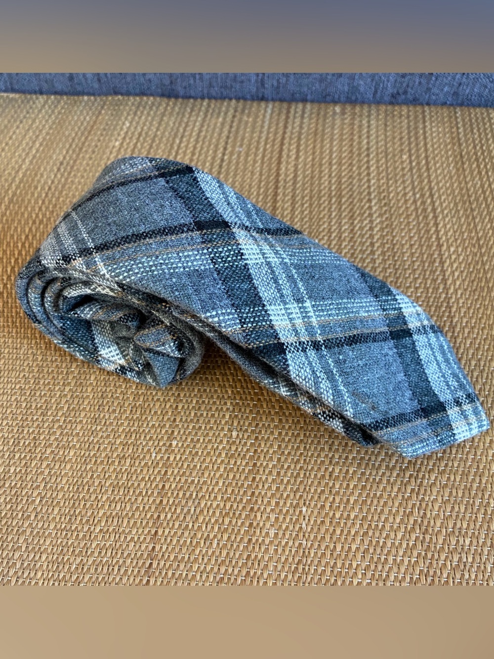 Vintage Austin Reed Regent Street London Wool Tie Gray Plaid 54”
